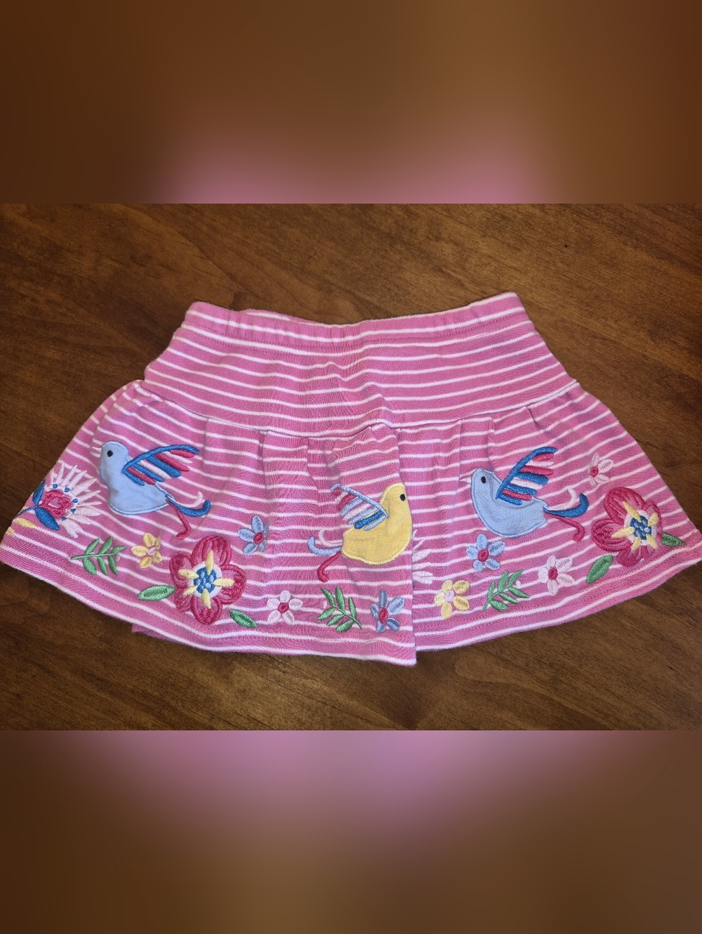 JoJo Maman Bébé Pink Striped Knit Cotton Skort 12-18 Months